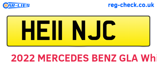 HE11NJC are the vehicle registration plates.