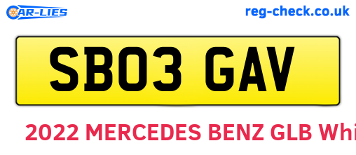 SB03GAV are the vehicle registration plates.