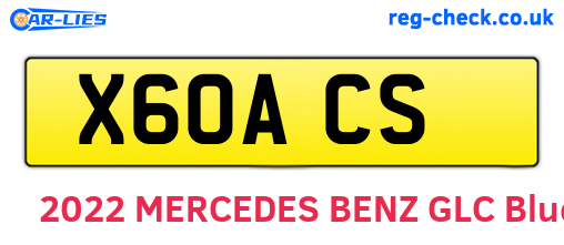 X60ACS are the vehicle registration plates.