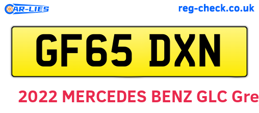 GF65DXN are the vehicle registration plates.