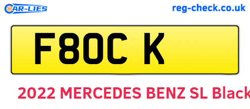 F8OCK are the vehicle registration plates.