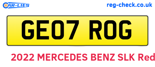 GE07ROG are the vehicle registration plates.