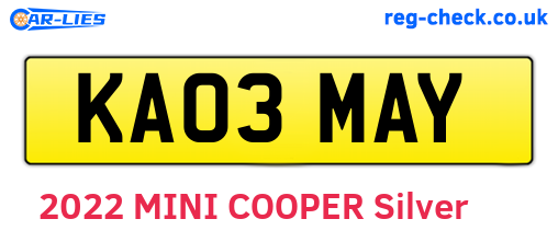 KA03MAY are the vehicle registration plates.