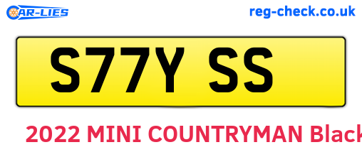 S77YSS are the vehicle registration plates.