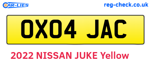 OX04JAC are the vehicle registration plates.