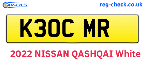 K30CMR are the vehicle registration plates.