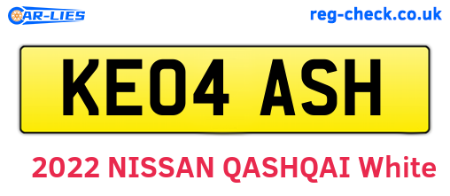 KE04ASH are the vehicle registration plates.