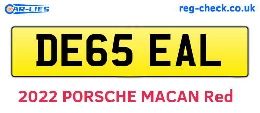 DE65EAL are the vehicle registration plates.