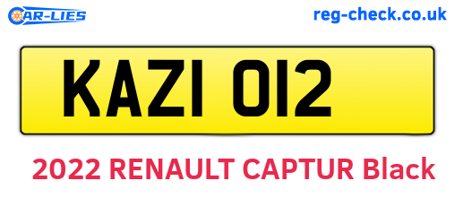 KAZ1012 are the vehicle registration plates.