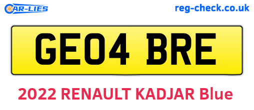 GE04BRE are the vehicle registration plates.