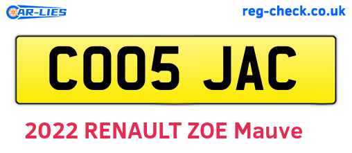 CO05JAC are the vehicle registration plates.