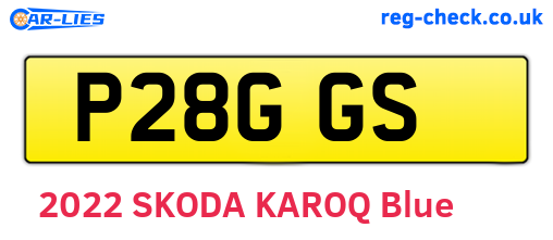P28GGS are the vehicle registration plates.