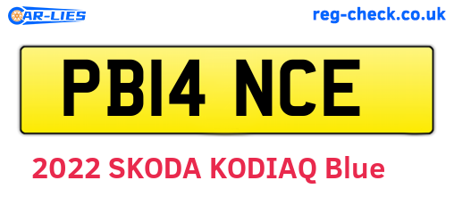 PB14NCE are the vehicle registration plates.