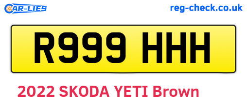 R999HHH are the vehicle registration plates.