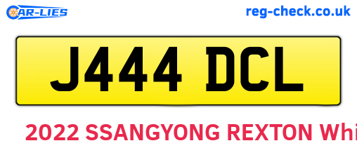 J444DCL are the vehicle registration plates.