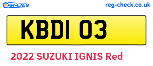 KBD103 are the vehicle registration plates.