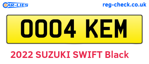 OO04KEM are the vehicle registration plates.