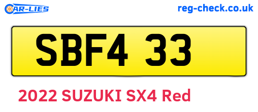 SBF433 are the vehicle registration plates.
