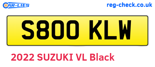 S800KLW are the vehicle registration plates.