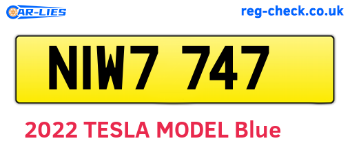 NIW7747 are the vehicle registration plates.