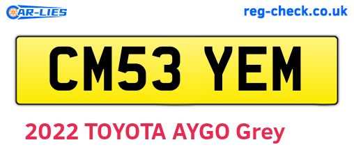 CM53YEM are the vehicle registration plates.