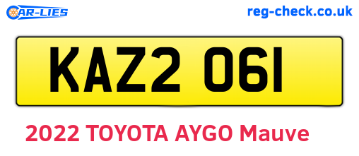 KAZ2061 are the vehicle registration plates.