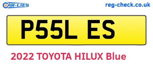 P55LES are the vehicle registration plates.