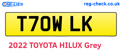 T70WLK are the vehicle registration plates.
