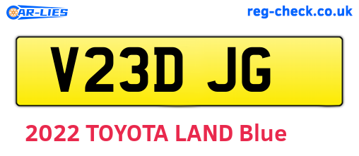 V23DJG are the vehicle registration plates.