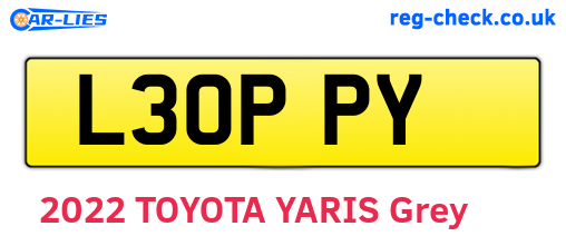 L30PPY are the vehicle registration plates.