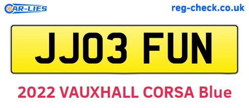 JJ03FUN are the vehicle registration plates.