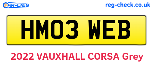 HM03WEB are the vehicle registration plates.