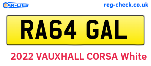 RA64GAL are the vehicle registration plates.