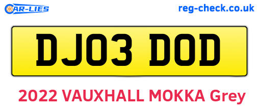DJ03DOD are the vehicle registration plates.