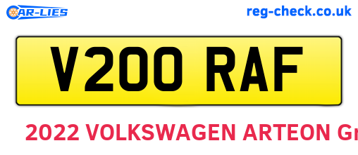 V200RAF are the vehicle registration plates.