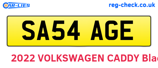 SA54AGE are the vehicle registration plates.