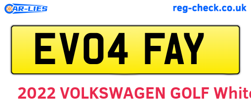EV04FAY are the vehicle registration plates.