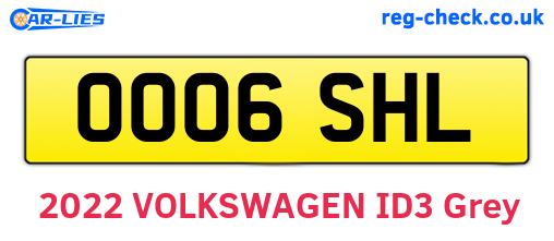 OO06SHL are the vehicle registration plates.