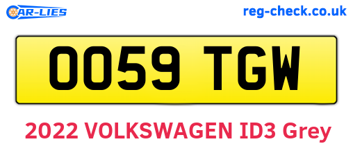 OO59TGW are the vehicle registration plates.