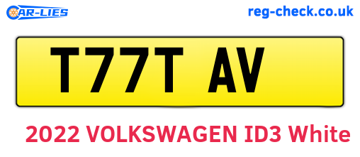 T77TAV are the vehicle registration plates.