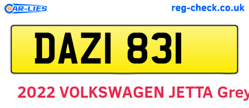 DAZ1831 are the vehicle registration plates.