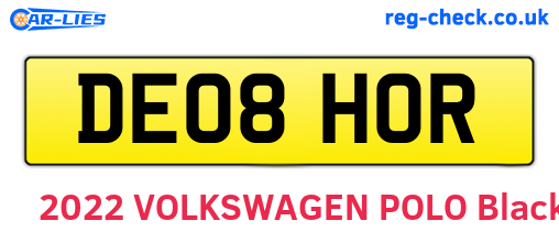 DE08HOR are the vehicle registration plates.
