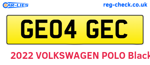 GE04GEC are the vehicle registration plates.