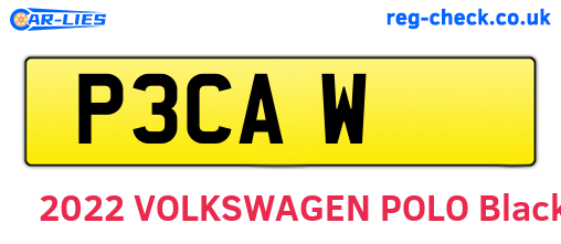 P3CAW are the vehicle registration plates.