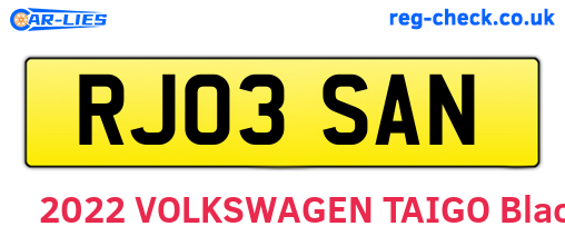 RJ03SAN are the vehicle registration plates.