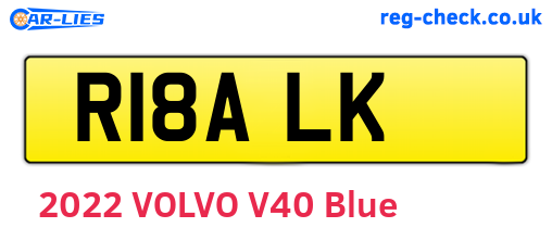 R18ALK are the vehicle registration plates.