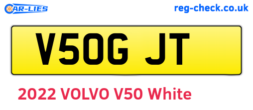 V50GJT are the vehicle registration plates.