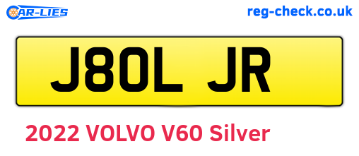 J80LJR are the vehicle registration plates.