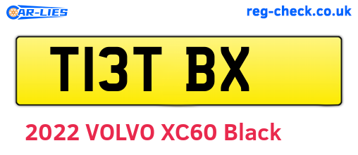T13TBX are the vehicle registration plates.
