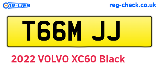 T66MJJ are the vehicle registration plates.